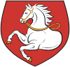 лошадь и красный щит герб города Пардубице